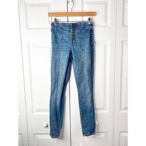 BlankNYC Radio Silence Medium Wash Blue Seamed Skinny Jeans Women's Size 26